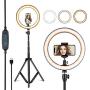 VillSure 10" Selfie Ring Light with Tripod Stand, LED Ring Light & Phone Holder for iPhone Android,Ringlight for Live Stream/Makeup/Photography/YouTube Video