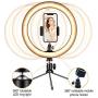 Powsure 10" LED Ring Light with Tripod Stand & Phone Holder for Selfie, Makeup，Live Streaming & YouTube Video, Dimmable Desk Ringlight Kit for Photography with 3 Light Modes&10 Brightness Level