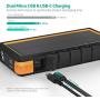 Solar Power Bank, 25000mAh RAVPower Solar Phone Charger with 3 USB Ports, External Battery Pack with Micro USB & USB C Inputs, Outdoor Portable Charger with Flashlight - Shock, Dust & Waterproof