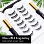 KRONA 3D Magnetic Eyelashes With Eyeliner Kit - 7 Pairs Of Reusable Lashes With Tweezer - Natural Long Full, Dramatic Looking Eyelashes Set - No Glue Needed