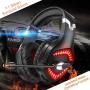 DIZA100 Gaming Headset for PS4, Xbox, 7.1 Stereo Surround Game Headphone with Noise  Cancelling Adjustable Mic, LED, Volume Control, Soft Memory Earmuffs Compatible with PC Laptop Mobile Devices (Red)