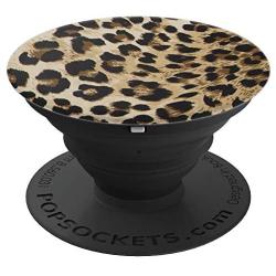 Cute Leopard Print Pattern Fashion Black Design Gold Color PopSockets Grip and Stand for Phones and Tablets