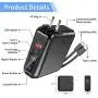 Portable Charger with AC Plug, 15000mAh Portable Phone Charger, 18W PD QC3.0 USB C Power Bank 4 Output 2 Input, External Battery Pack Phone Charger Built-in Type-C 2 Cables Compatible for iPhone etc