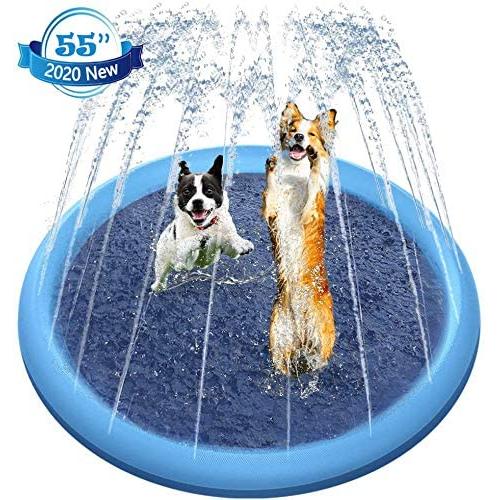 Raxurt Dog Pool, 55 Inch Splash Sprinkler Pad for Dogs Thickened Durable Upgrade Bath Pool Pet Kids Summer Outdoor Water Toys, XL