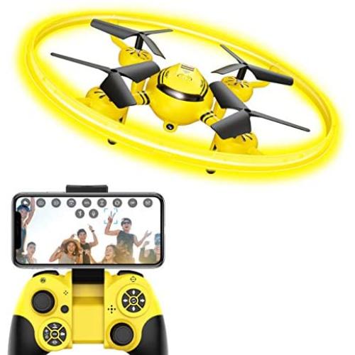 HASAKEE Q8 FPV Drone with Camera for Kids Adults,RC Drones for Kids,Quadcopter with Yellow Light,Altitude Hold,Gravity Sensor and Remote Control,Kids Gifts Toys for Boys and Girls