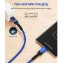 USB C to USB C Fast Charging Cable 100W 10ft, JSAUX 5A USB Type C Cable Compatible with MacBook Pro 2019 2018, iPad Pro 2019 2018, Samsung Galaxy S20 S20+ S20 Ultra Note 10 Plus A80, Pixel 3/3a/2-Blue