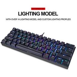 MOTOSPEED CK61 60% Mechanical Keyboard Portable 61 Keys RGB LED Backlit Type-C USB Wired Office/Gaming Keyboard for Mac, Android, Windows（Blue Switch）