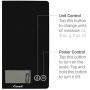 Escali Arti Glass Digital LCD Display Kitchen, Office, Baking Herb Scale w/Nutrition and Calorie Counting Feature, 15lb Capacity, 9" x 6.5" x .75", Black Obsidian