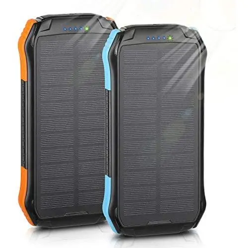 Solar Charger, ENEGON 2 Pack Outdoor Solar Panel Power Bank 12000mAh with 15 LEDs Flashlight and 2 Outputs-5V/2.1A & 1 Input for iPhone, Android Smartphones and Other Devices for Camping Hiking