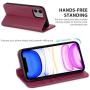 SHIELDON iPhone 11 Case, Genuine Leather iPhone 11 Wallet Folio Protective Case Book Design with Kickstand and RFID Credit Card Slots Magnetic Closure Compatible with iPhone 11 (6.1") - Red Violet