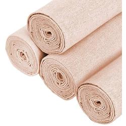 Natural Linen Needlework Fabric, 4Pcs Beige Cross Stitch Aida Cloth for Making Garment Craft Needle Embroidery 20 Inch Embroidery Linen Fabraic for Upholstery Flower Pot Decoration and Tablecloth D