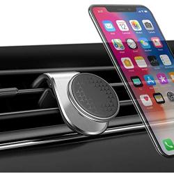 Magnetic Car Phone Holder Vent Clip,KL-Pro Upgraded L Type Adjustable Air Vent Phone Mount for Car,Magnet 360° Rotation GPS Holder for iPhone 11 Pro Max XR XS X Samsung Galaxy Note 10 S9 S8-Silver