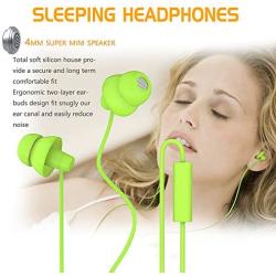 MAXROCK (TM) Total Soft Silicon Headphones with Mic Sleep Travel Choice for Cellphones Tablets and 3.5mm Jack (Green)
