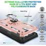 Jshru Galaxy J7 2018/J7 Aero/J7 Top/J7 Crown/J7 Aura/J7 Refine/J7 Eon Case with Tempered Glass Screen Protector [2Pack], Ring Car Mount Kickstand Phone Case for Samsung J7 Star Rose Gold