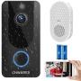 1080P Smart Video Doorbell Camera with Chime, Wireless Wi-Fi Smart Video Doorbell Security Camera with Motion Detection, 2-Way Audio, Night Vision, Weather Resistant (Free Cloud Storage)