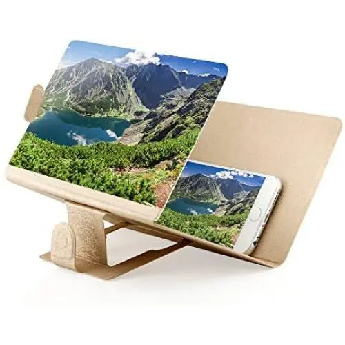 OCT17 Phone Screen Magnifier Cellphone Projector Enlarged Amplifier Mobile Bracket Holder 3D HD Movie Video Stand Compatible with All Smartphone (Gold) OCT17 Phone Screen Magnifier Cellphone Projector Enlarged Amplifier Mobile Bracket Holder 3D HD Movie Video Stand Compatible with All Smartphone (Gold)