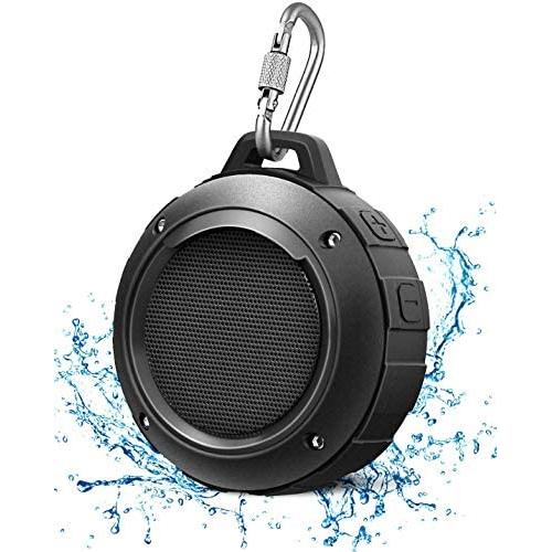 Outdoor Waterproof Bluetooth Speaker,Kunodi Wireless Portable Mini Shower Travel Speaker with Subwoofer, Enhanced Bass, Built in Mic for Sports, Pool, Beach, Hiking, Camping (Black)