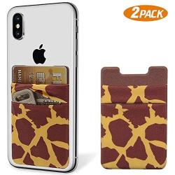 SHANSHUI Phone Wallet, 2 Pack Adhesive Credit Card Holder Phone Pocket Compatible with iPhone, Samsung, Most Android Smart Phones - Deer