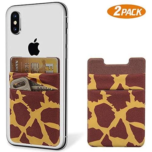 SHANSHUI Phone Wallet, 2 Pack Adhesive Credit Card Holder Phone Pocket Compatible with iPhone, Samsung, Most Android Smart Phones - Deer