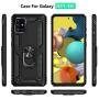 ComoUSA Galaxy A51 5G Case with Tempered Glass Screen Protector (2 Pack),[Not fit for A51 4G ], A51 5G Case Kickstand with Car Mount Holder, 15ft. Drop Tested for Samsung Galaxy A51 5G Phone (Black)