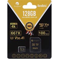 Amplim 128GB Micro SD SDXC V30 A1 Memory Card Plus Adapter Pack (Class 10 U3 UHS-I Pro MicroSD XC) 128 GB Ultra High Speed 667X 100MB/s UHS-1 TF MicroSDXC 4K Flash - Cell Phone, Drone, Camera