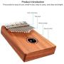 Kalimba 17 Keys Thumb Pianos with Command and Tuning Hammer Thumb Harp, Portable Finger Piano Instrument Acacia Wood Body Ore Metal Teeth