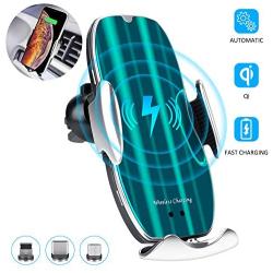 【2020 Upgraded】 Wireless Car Charger, 10W Auto-Clamping Qi Fast Charging Car Mount Charger Air Vent Phone Holder for iPhone SE/11/11 Pro/11 Pro Max/XS Max, Galaxy S20/S20 Plus/Note10, All Smartphone