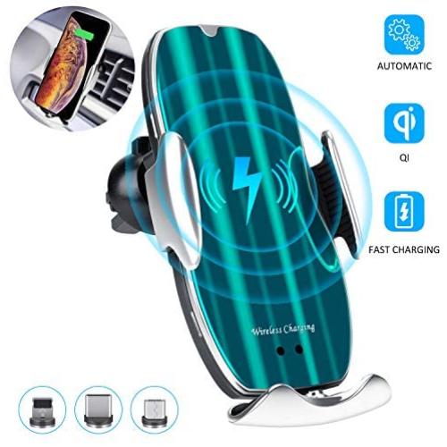 【2020 Upgraded】 Wireless Car Charger, 10W Auto-Clamping Qi Fast Charging Car Mount Charger Air Vent Phone Holder for iPhone SE/11/11 Pro/11 Pro Max/XS Max, Galaxy S20/S20 Plus/Note10, All Smartphone