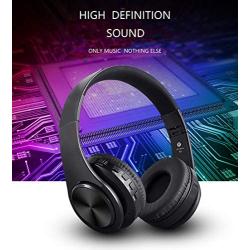 Bluetooth Headphones Wireless Comfortable Smartphones, Hi-Fi Stereo Headset, TF Card MP3 Player/FM/AUX Wired Model Support, 9H Playtime for TV/Computer/iPhone/Samsung and Android Devices.