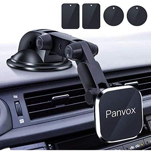 Magnetic Phone Car Mount, Panvox Universal Dashboard Windshield Car Phone Mount Holder with Upgraded 3.2" Suction Cup,8 Strong Magnets Compatible with iPhone 11 Pro X XS Max XR Galaxy Note10 S10