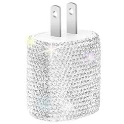 Bling USB Wall Charger,5V/2.4A Dual Port Plug Quick Fast Charger Block Adapter for iPhone 11/Xs/XS Max/XR/X/8/7/6/Plus,iPad Pro/Air 2/Mini 3/4,Samsung Note Galaxy9/8/7,Cell Phone Accessories for Women