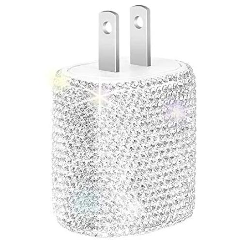 Bling USB Wall Charger,5V/2.4A Dual Port Plug Quick Fast Charger Block Adapter for iPhone 11/Xs/XS Max/XR/X/8/7/6/Plus,iPad Pro/Air 2/Mini 3/4,Samsung Note Galaxy9/8/7,Cell Phone Accessories for Women
