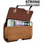DeBin Galaxy S10+ Plus S8+ Plus S9+ Plus Belt Case, Leather Cellphone Belt Holster Case with Belt Clip Phone Pouch Cover w/Belt Loops for Samsung S10+ S8+ S9+ (Fits Cell Phone with Slim Case On) Brown