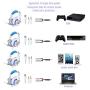 White Gaming Headset for Xbox One,PS4,PC,Laptop,Tablet with Mic,Pro Over Ear Headphones,Two Free 3.5mm Y Splitter,Noise Canceling,USB Led Light,Stereo Bass Surround for Kids,Mac,Smartphones