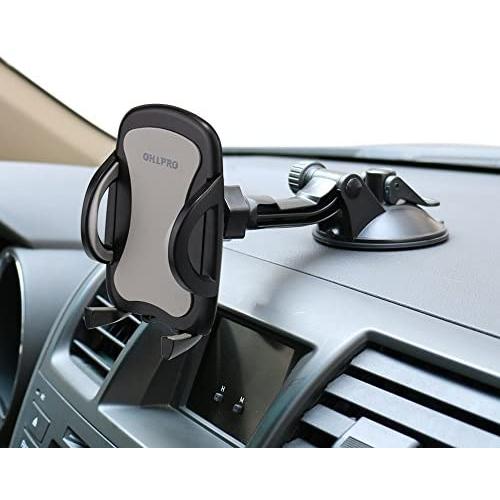 Car Phone Mount,OHLPRO Cell Phone Holder Car Dash Windshield Dashboard Universal 360°Adjustable Rotating for iPhone Samsung Sony Google All 4"- 6.4" Smartphones (Silver)