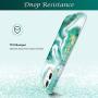 RXKEJI iPhone 11 Case Marble Bling Sparkle Glitter with Cell Phone Ring Holder Stand Finger Kickstand Phone Grip Heavy Drop Protection Shock Absorption Cover Case for iPhone 11 6.1 inch Green