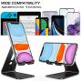OMOTON Desktop Cell Phone Stand [Updated Solid Version], Advanced 4mm Thickness Aluminum Stand Holder for Switch, Mobile Phone, iPhone 11 Pro Xs Max Xr, Black
