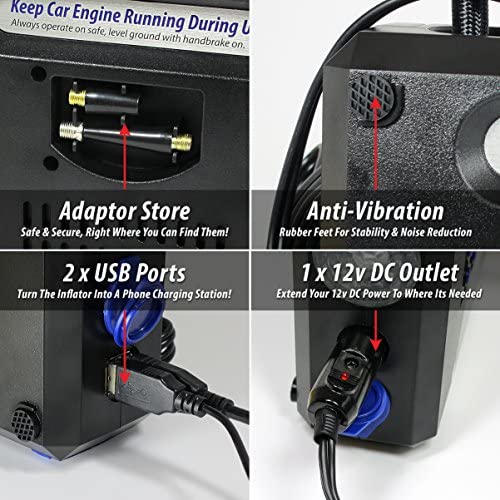 TireTek RX-i Portable Air Compressor Pump 12V Digital Tire Inflator with Gauge + Auto Shut Off