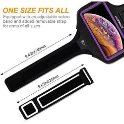 iPhone 11 Pro Max/iPhone Xs Max Armband,RUNBACH Sweatproof Running Exercise Bag with Fingerprint Touch and Card Slot for 6.5 Inch iPhone 11 Pro Max/iPhone Xs Max (Purple)