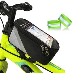 ryandrew Bicycle Bag - Bicycle Front Tube Frame Cycling Packages 4.2, 4.8 inches Touch Screen Mobile Phone Bags Professional Bicycle Accessories. GET Free 2 Reflective Safety Ankle Bands