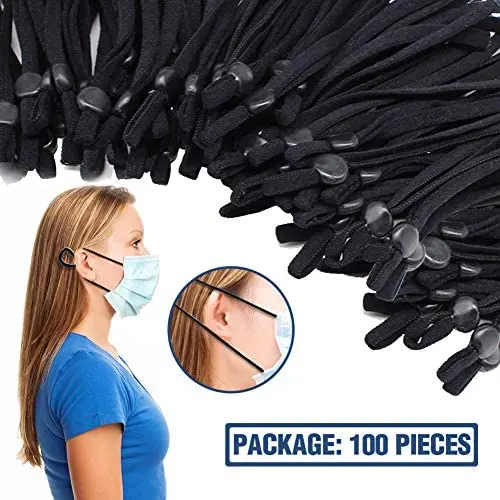 Elastic String for Masks -100pcs Black Elastic Bands for Sewing, 1/4 inch Adjustable Elastic Cord Elastic String for Masks -100pcs Black Elastic Bands for Sewing, 1/4 inch Adjustable Elastic Cord