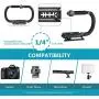 Neewer DSLR/Mirrorless/Action Camera Camcorder Phone Stabilizer 2-Handed Vlog Video Holder Rig Low Position Shooting Steadycam Mount Detachable Grip Compatible with GoPro Canon Nikon iPhone Samsung