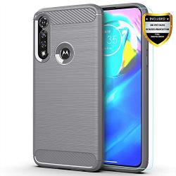 Moto G Power case,Motorola G Power case,with HD Screen Protector,MAIKEZI Soft TPU Slim Fashion Non-Slip Protective Phone Case Cover for Motorola Moto G Power 2020(Gray Brushed TPU)