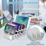 Charging Station for Multiple Devices - 6 Smart Charging Ports Docking Organizer - Compatible with iPhone iPad and Android Cell Phone and Tablet (6 Short Cables Included) (White)