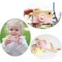 wgg Mini Wooden Camera Childrens Toy, Kids Room Hanging Decoration Portable Toy Gift (Pink)