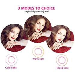 Selfie Ring Light with Cell Phone Holder Stand for Live Stream/Makeup, UBeesize LED Camera Beauty Light [3-Light Mode] [10-Level Brightness] with Flexible Long Arms, Compatible iPhone Android Phone