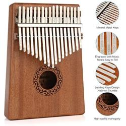 WoneNice 17 key kalimba Thumb Piano, Mbira Solid Mahogany Finger Piano, Gift for Kids Adult Beginners