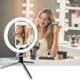 Lomanda 10" Selfie Ring Light with Tripod Stand Ring Light with Cell Phone Holder 3 Light Modes & 10 Brightness Level Multi-Angle Fill Light for YouTube Video/Photography Compatible
