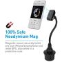 Macally Car Cup Holder Magnetic Phone Mount with for Extra Long Neck & 2 Metal Plates for iPhone 11 Max Pro Xs Max XR X 8 Plus 7 Plus 6S 6 Plus, Samsung Galaxy S10 S9 Note & Most Cell Phones