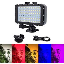 Suptig Video Lighting Dive Light Underwater Lights 72 Led Lights Compatible for Gopro Canon Nikon Pentax Panasonic Sony Samsung SLR Cameras 5 Kinds of Illuminating Colors Waterproof 147ft(45m)